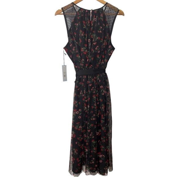 Draper James RSVP sleeveless clip dot tulle dress dainty floral black multi larg - Picture 2 of 11